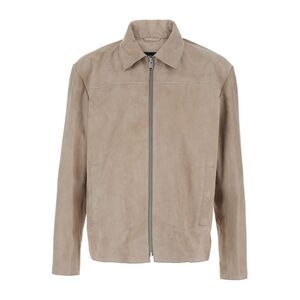 Arma Men Beige Jacket With Classic Collar In Leather Man